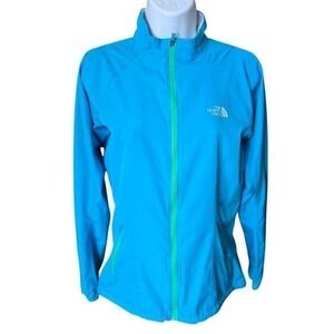 The‎ North Face Blue Lime Green Zip Up Windbreaker Running Cycling Jacket Small